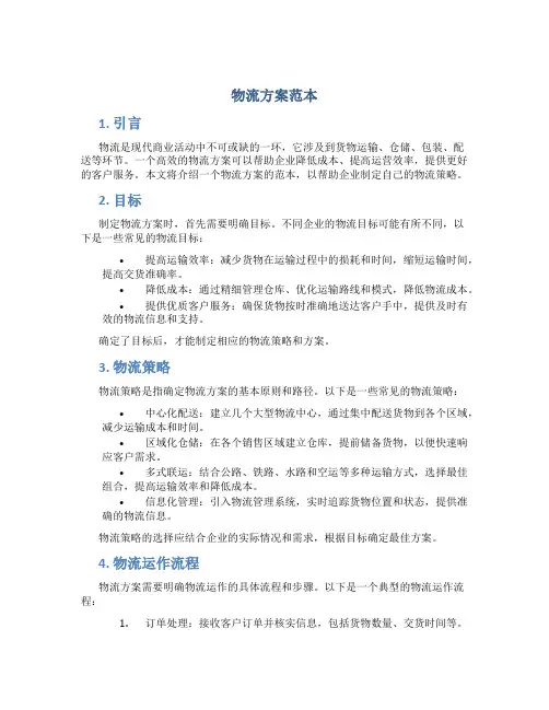 物流方案范本
