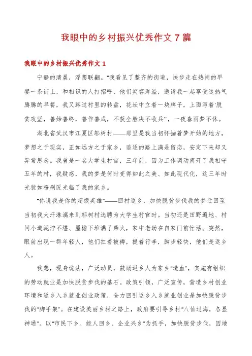 我眼中的乡村振兴优秀作文7篇