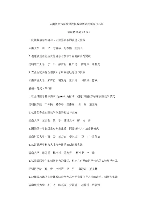 云南省教学成果奖