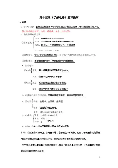(完整版)初中物理(沪科版)电学基础知识总结