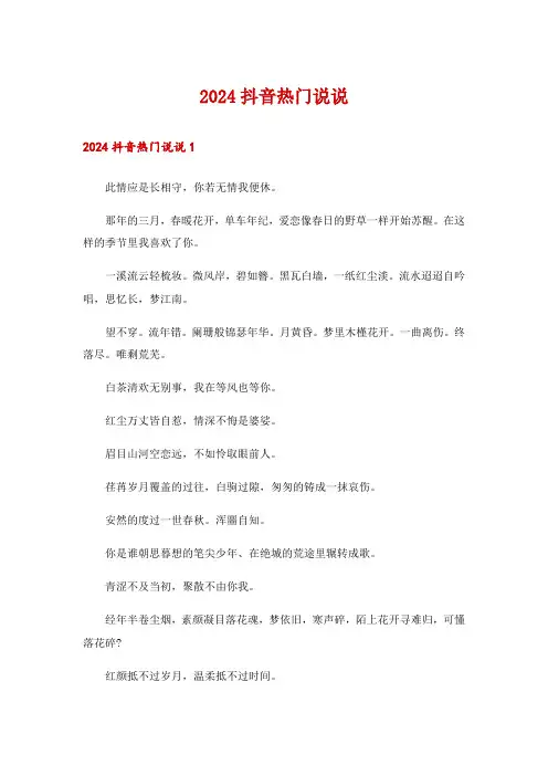2024抖音热门说说_1