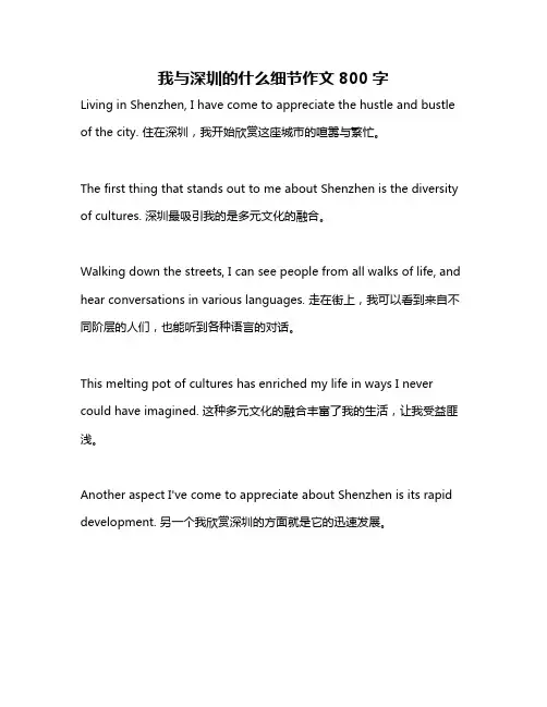 我与深圳的什么细节作文800字