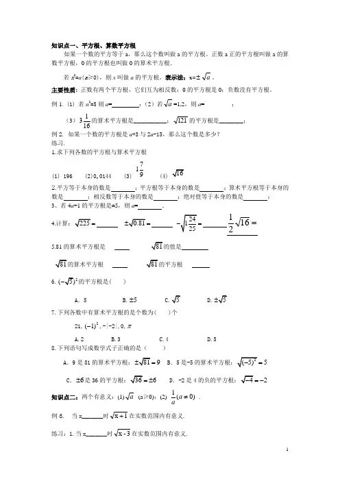 数的开方知识点
