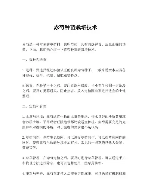 赤芍种苗栽培技术