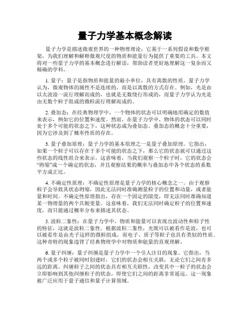 量子力学基本概念解读