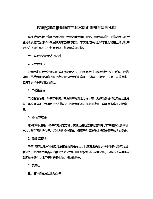挥发酚和总氰化物在三种水质中测定方法的比对