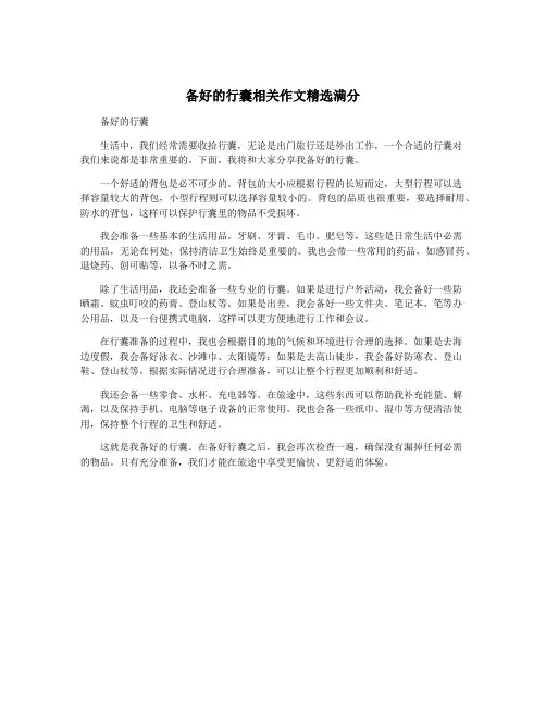 备好的行囊相关作文精选满分