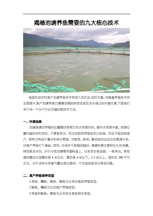 养鱼技术：揭秘池塘养鱼需要的九大核心技术