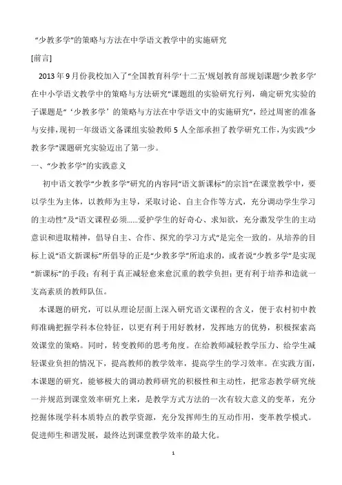 少教多学阶段性总结
