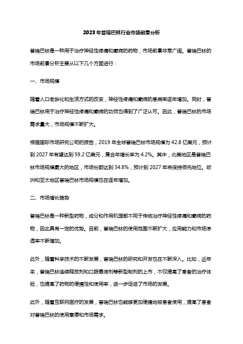2023年普瑞巴林行业市场前景分析