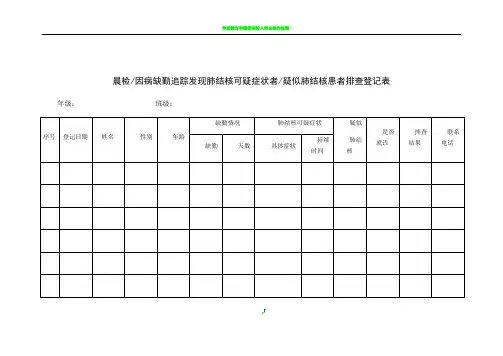 学校结核病晨检登记表和流程图