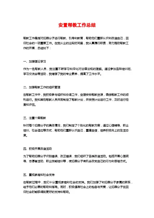 安置帮教工作总结 (2)