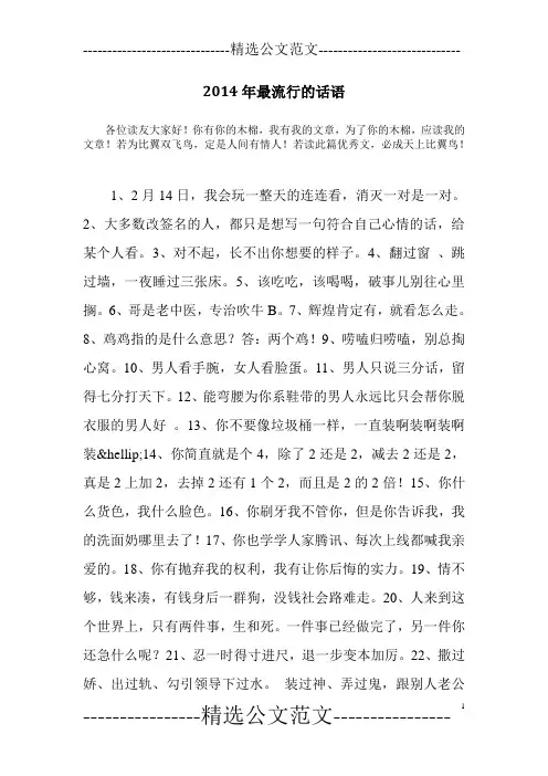 2014年最流行的话语