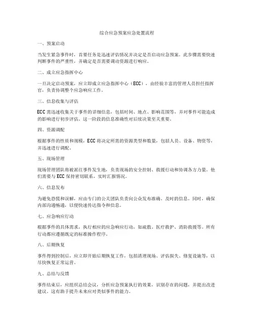 综合应急预案应急处置流程