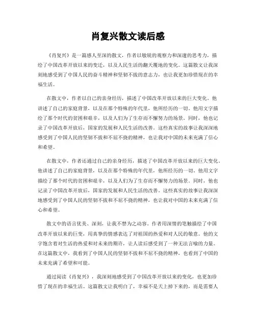 肖复兴散文读后感