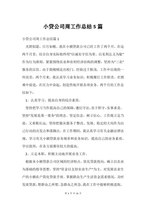 小贷公司周工作总结5篇