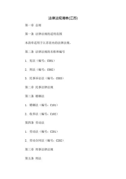 法律法规清单(江苏)