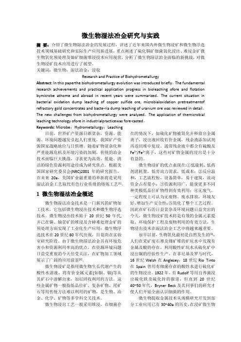 微生物湿法冶金研究与实践