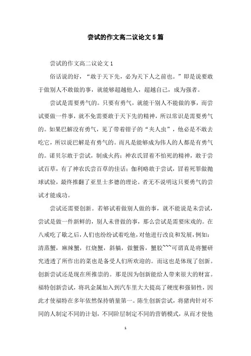 尝试的作文高二议论文5篇