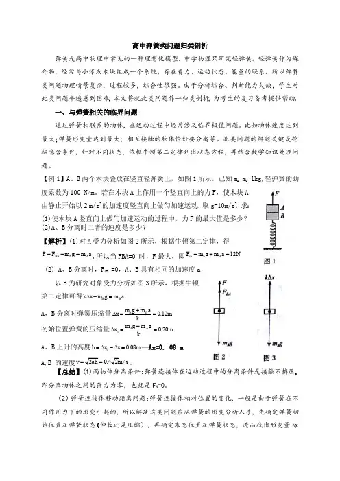 2017年高考物理专题集锦(一)：高中弹簧类问题归类剖析