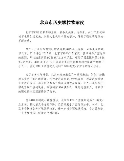 北京市历史颗粒物浓度