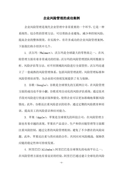 企业风险管理的成功案例