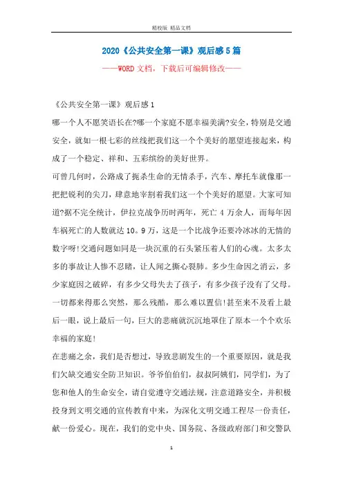 2020《公共安全第一课》观后感5篇