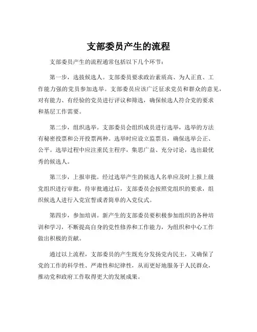 支部委员产生的流程