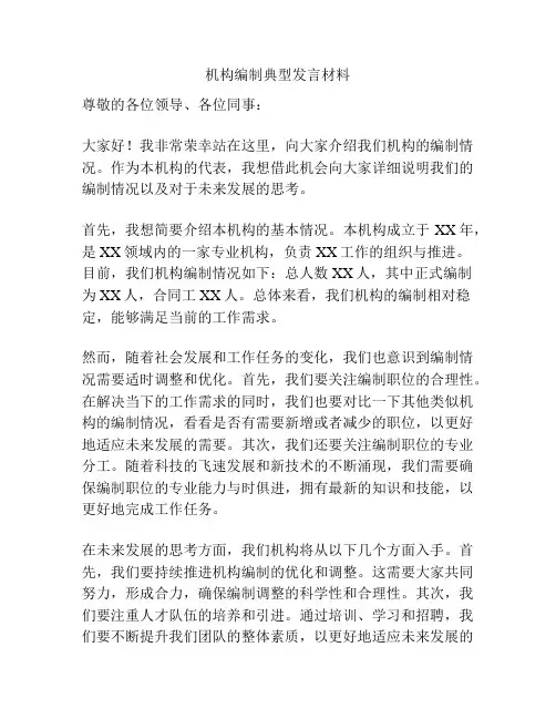 机构编制典型发言材料