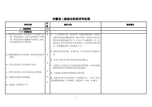 二级综合医院评审标准