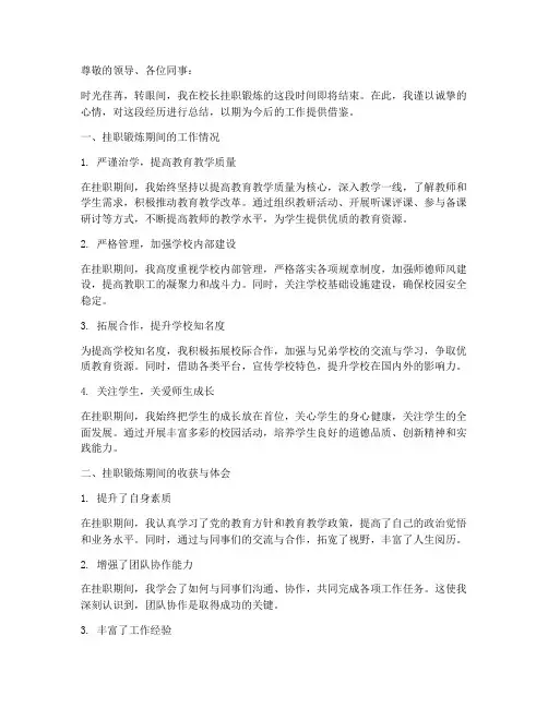 校长挂职总结范文