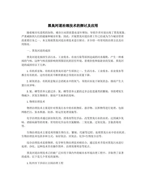 黑臭河道治理技术的探讨及应用