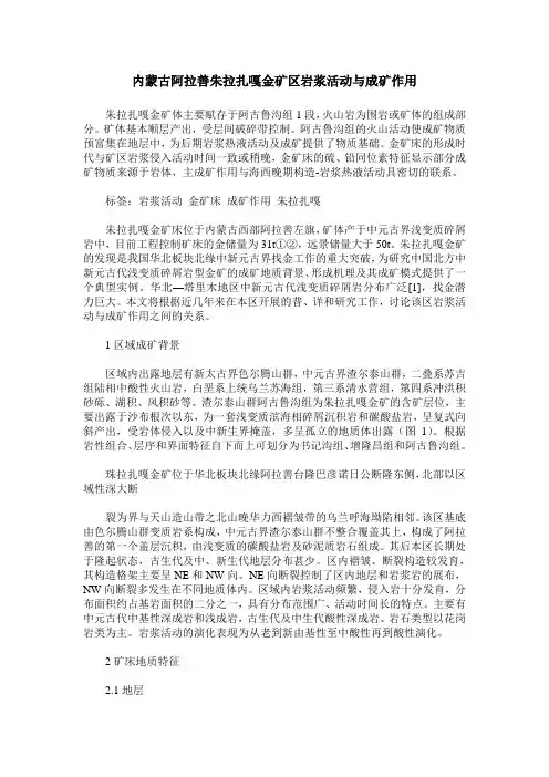 内蒙古阿拉善朱拉扎嘎金矿区岩浆活动与成矿作用