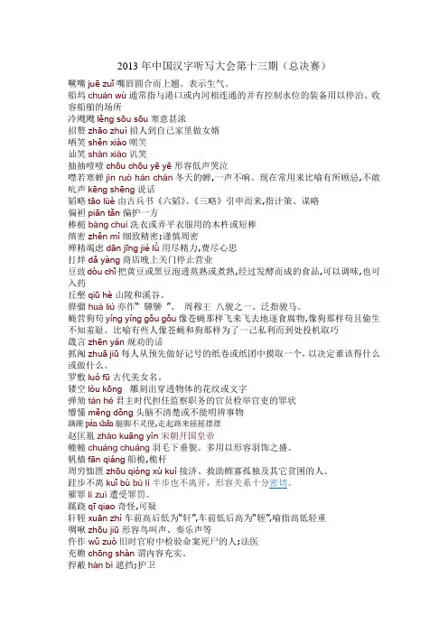 2013年中国汉字听写大会第十三期(总决赛)