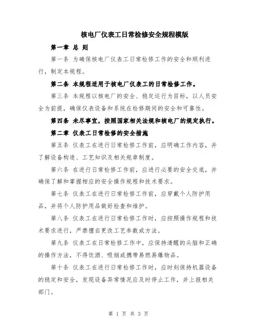 核电厂仪表工日常检修安全规程模版