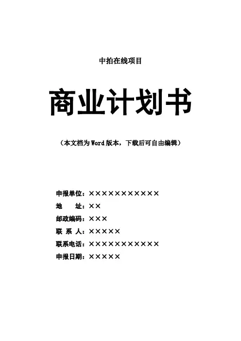 拍卖网站商业计划书