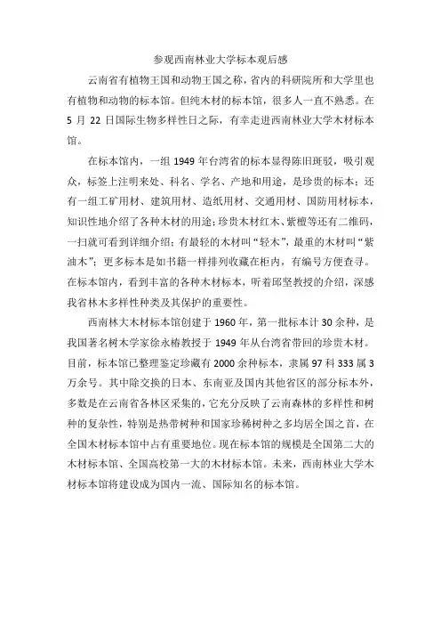 参观西南林业大学标本观后感