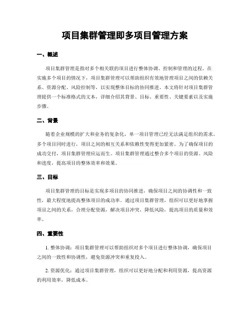 项目集群管理即多项目管理方案