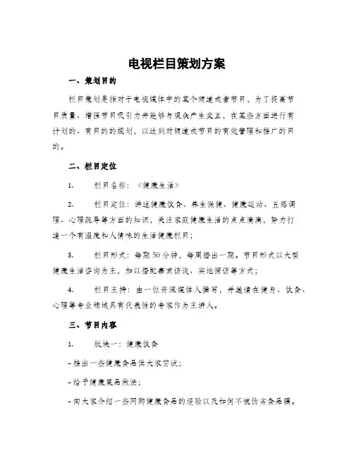 电视栏目策划方案