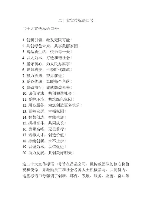 二十大宣传标语口号