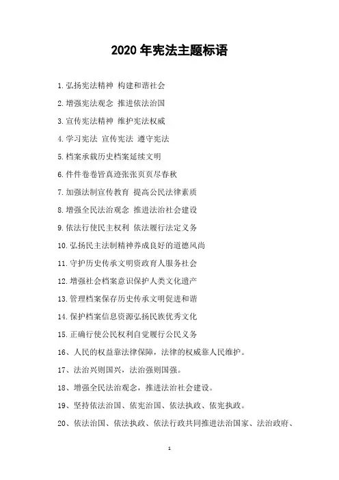 2020年宪法主题标语