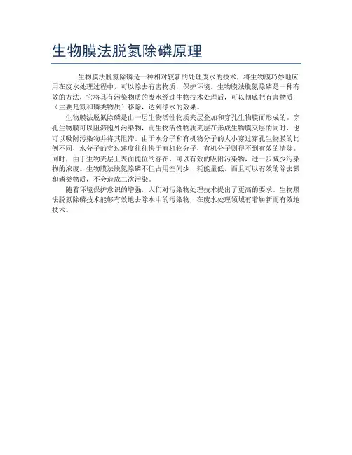 生物膜法脱氮除磷原理