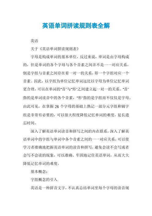 英语单词拼读规则表全解