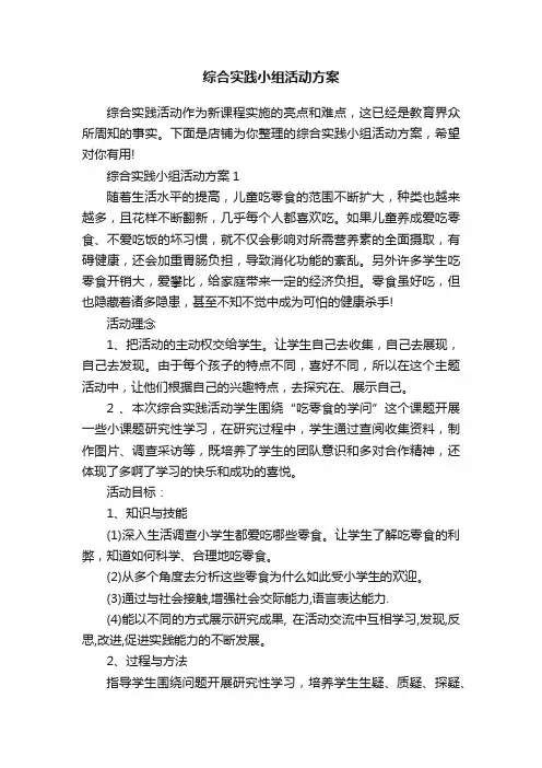 综合实践小组活动方案