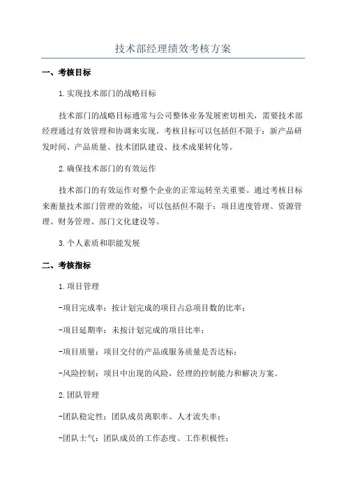 技术部经理绩效考核方案