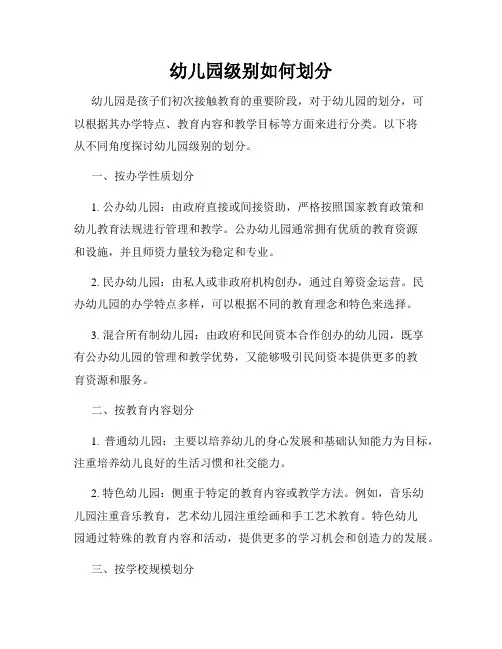 幼儿园级别如何划分