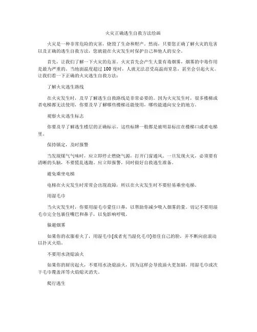 火灾正确逃生自救方法绘画