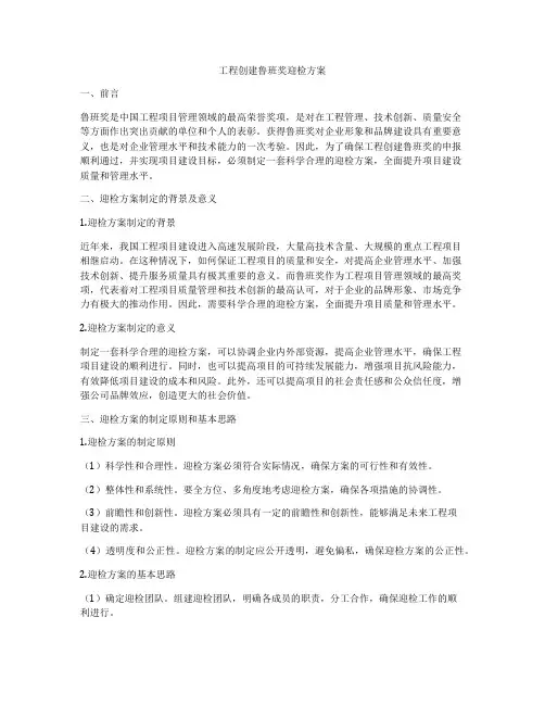 工程创建鲁班奖迎检方案