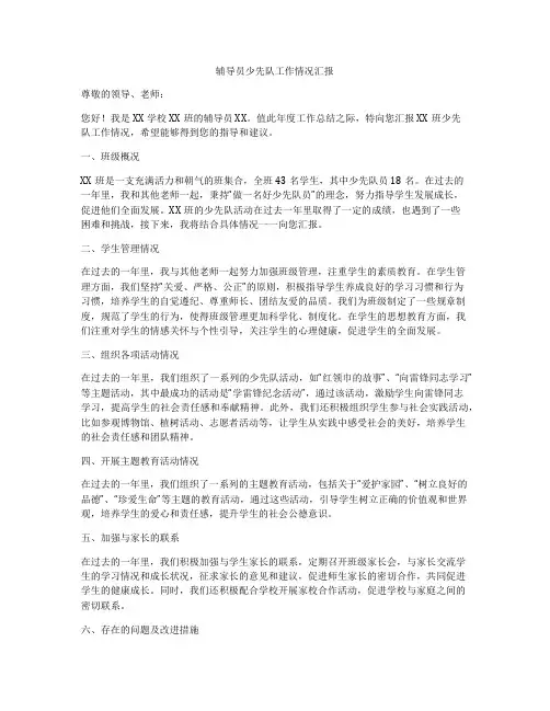 辅导员少先队工作情况汇报