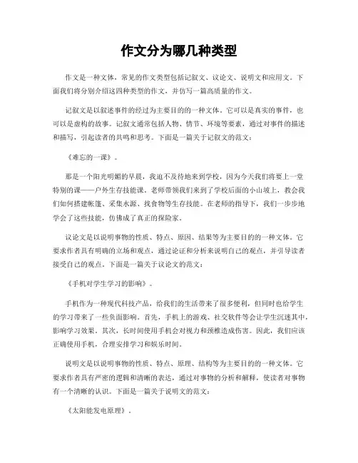 作文分为哪几种类型
